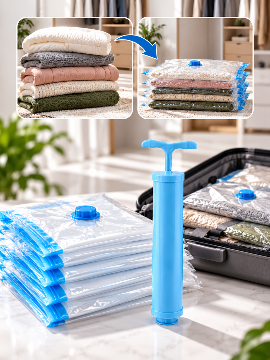 Manual Vacuum Hand Pump for Vacuum Storage Bags – Reusable Space Saving Pump