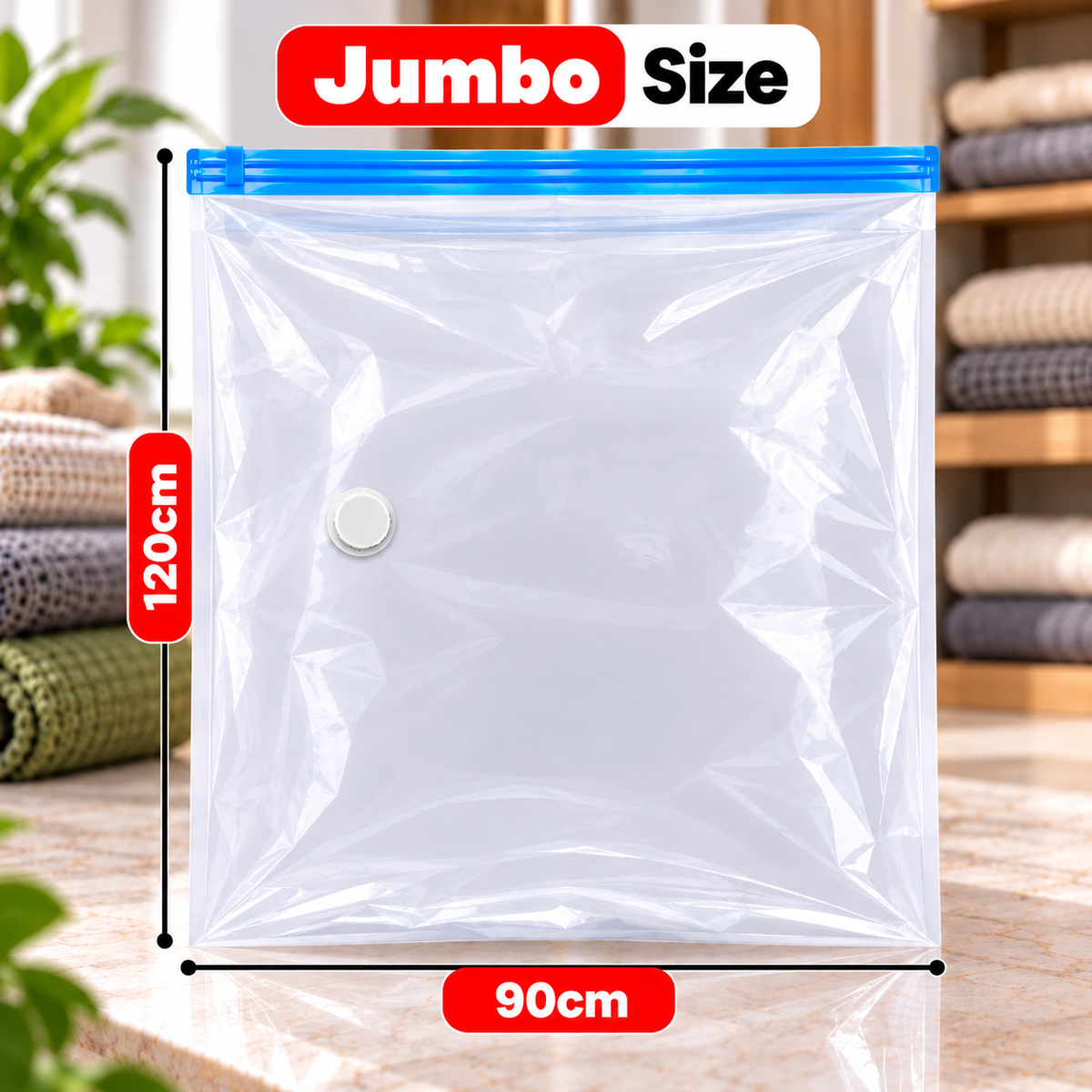 Jumbo Vacuum Storage Bag 90×120 cm – Space Saving Bag for Blankets, Bedding & Bulky Items
