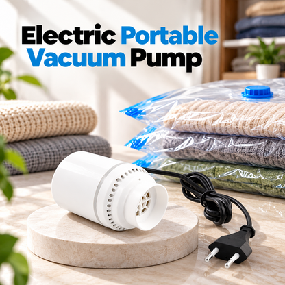 Electric Portable Vacuum Pump for Vacuum Storage Bags – Fast Space Saving Pump