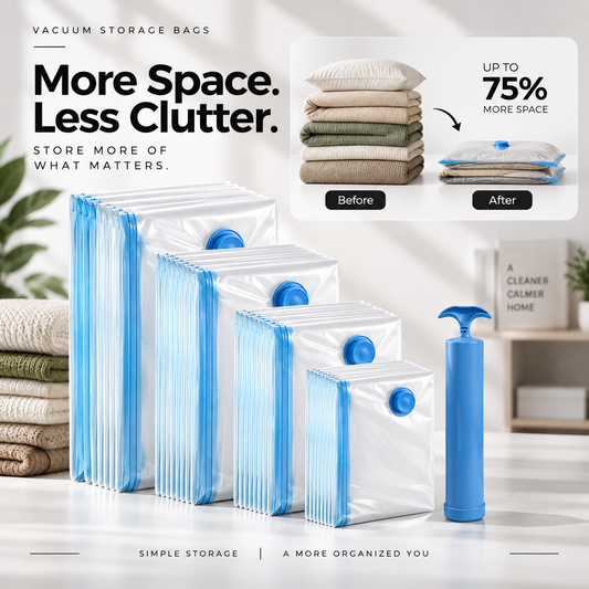 Vacuum Storage Bags with Pump | Space Saving Bags for Clothes, Bedding & Travel