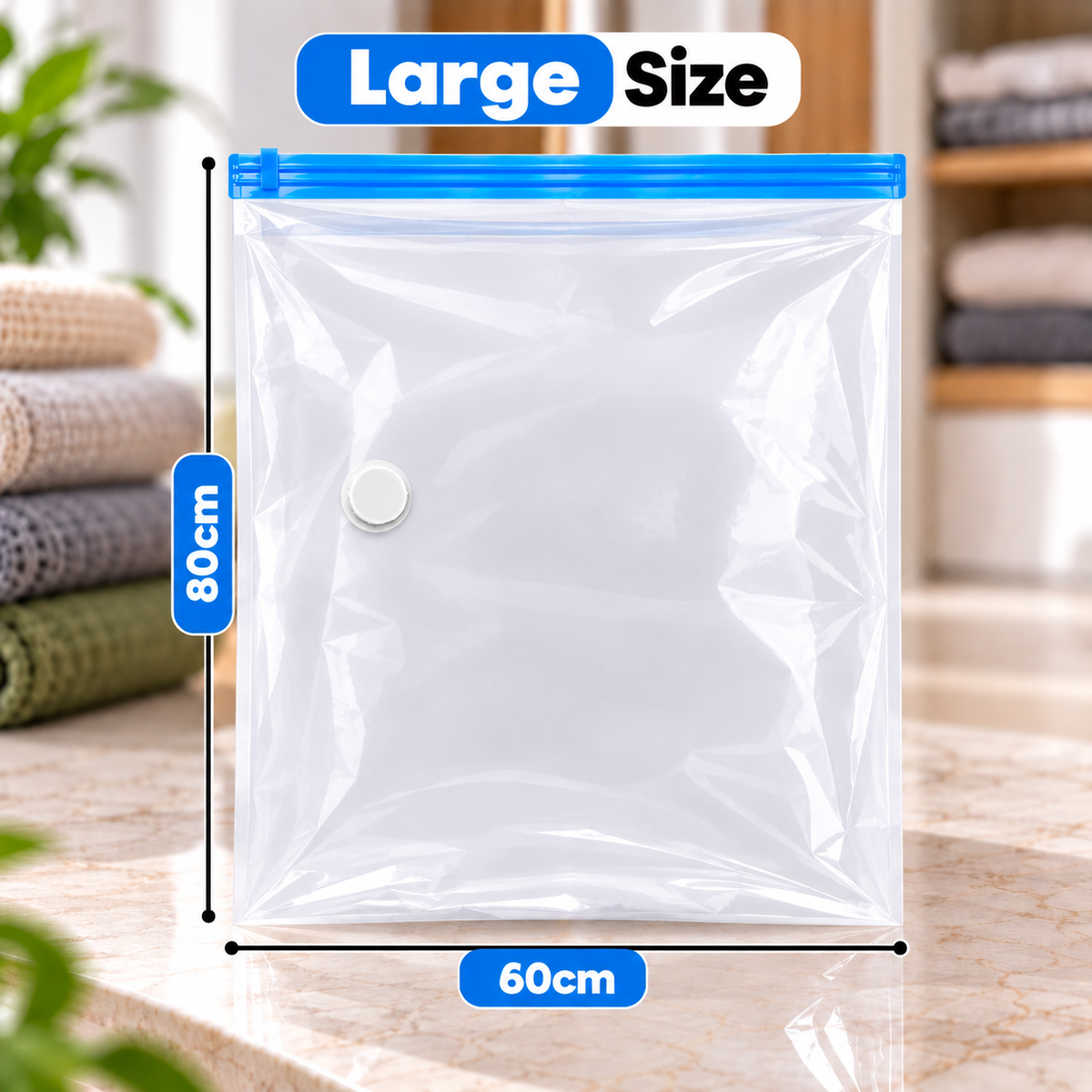 Large Vacuum Storage Bag 60×80 cm – Space Saving Bag for Clothes, Blankets & Bedding