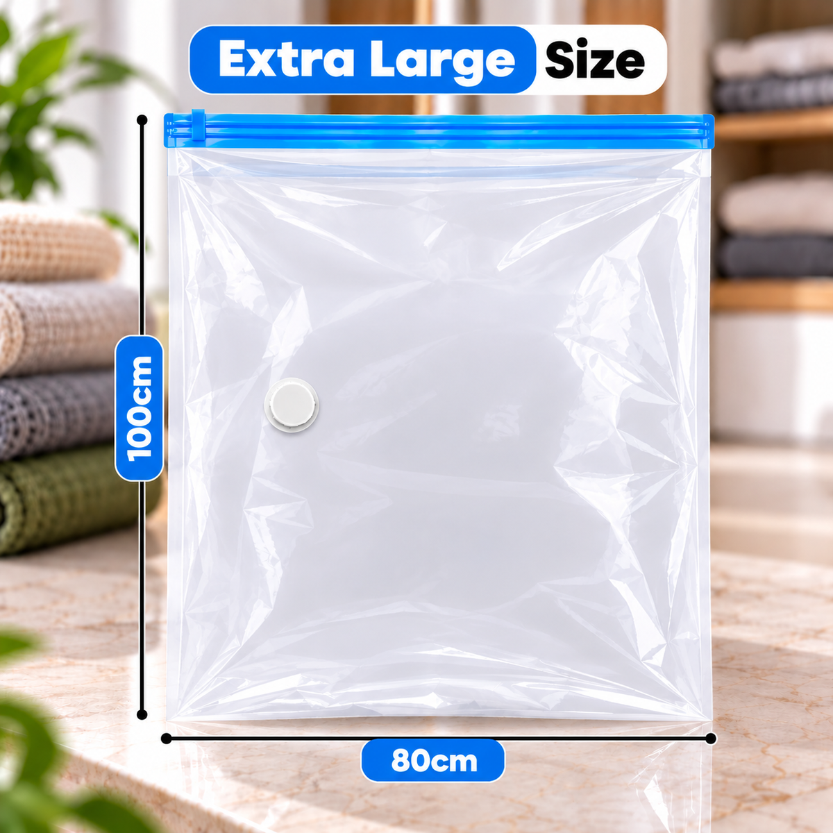 Extra Large Vacuum Storage Bag 80×100 cm – Space Saving Bag for Blankets, Bedding & Clothes