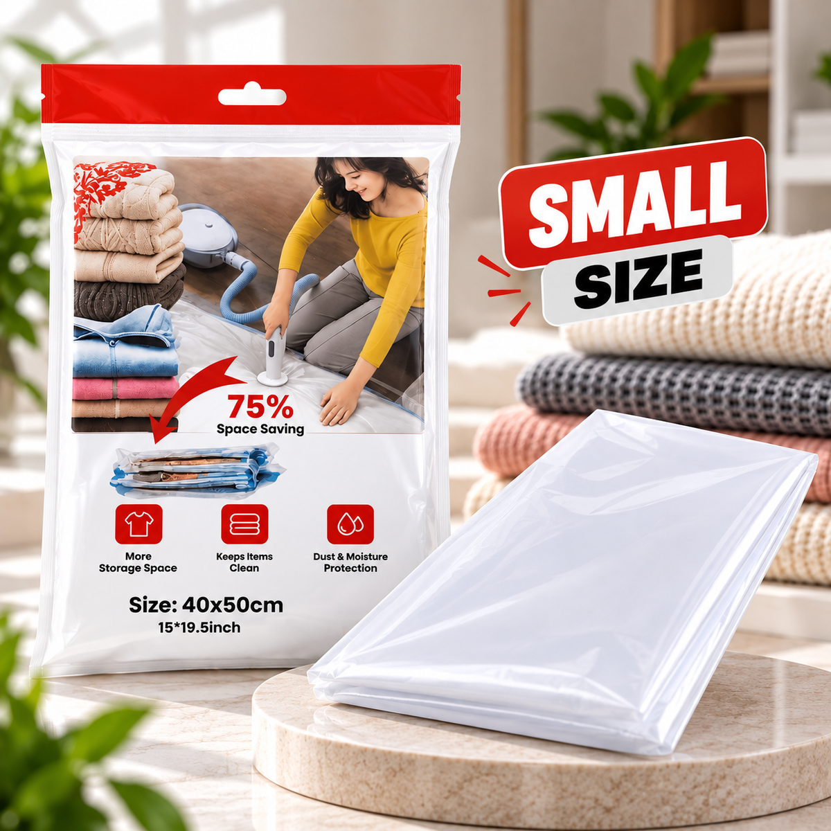 Small Vacuum Storage Bag 40×50 cm – Space Saving Bag for Clothes & Travel