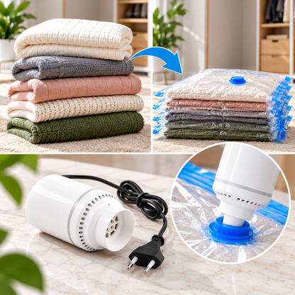 Electric Portable Vacuum Pump for Vacuum Storage Bags – Fast Space Saving Pump